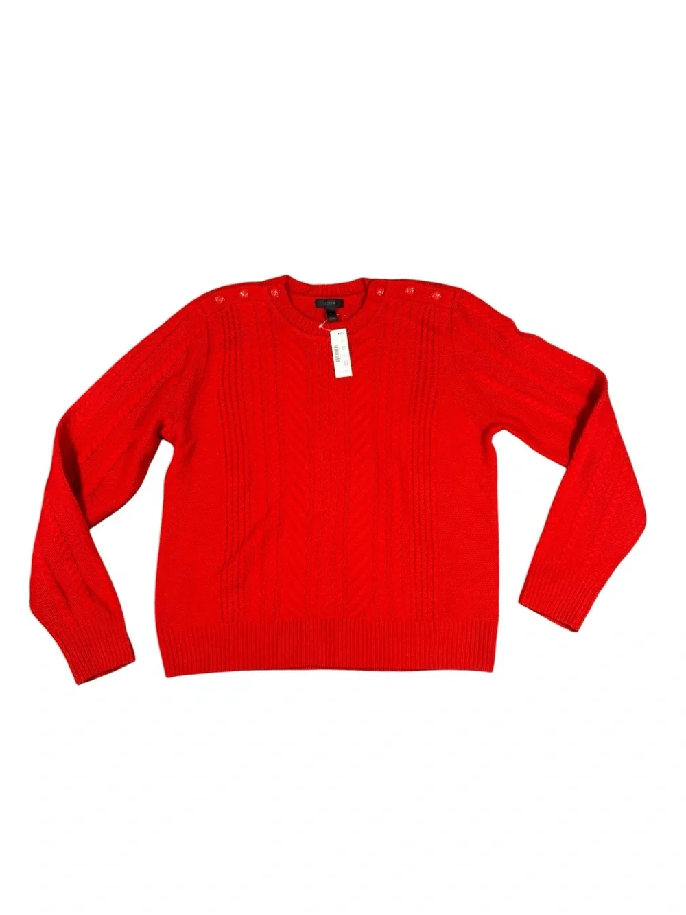 J. Crew Red Cable-Knit Wool Sweater